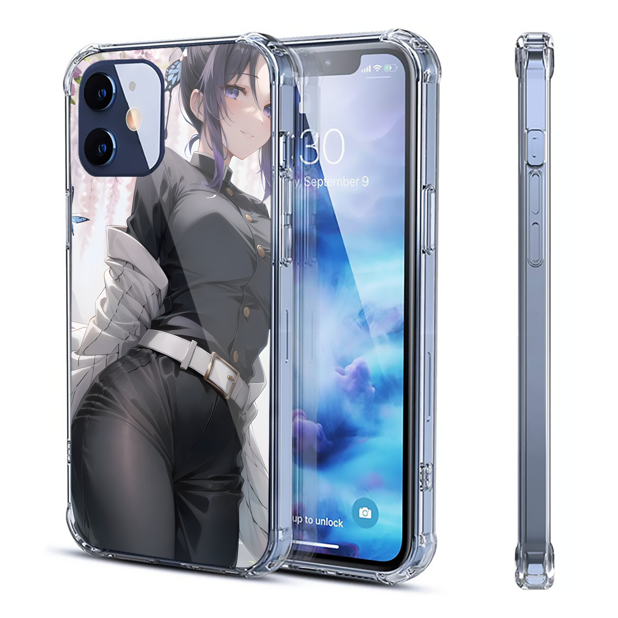 （画像用） 鬼滅の刃（きめつのやいば）蟲柱-胡蝶 しのぶ／こちょう しのぶ Kochou Shinobu 【iPhone 12シリーズ対応】透明スマホケース（クリアソフトケース）